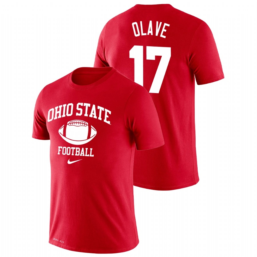 Ohio State Buckeyes Men's NCAA Chris Olave #17 Scarlet Retro Legend Performance College Football T-Shirt KVU7749HR